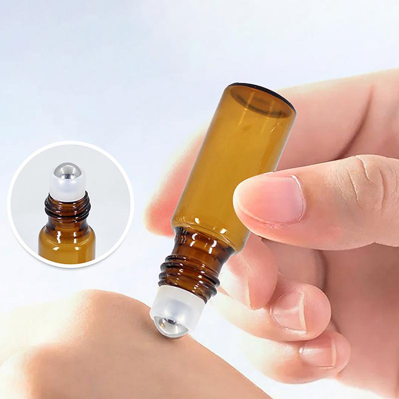 1Ml 2Ml 3Ml 5Ml 10Ml Amber Thin Glass Roll On Bottle Empty Refillable Bottle Sample Test Essential Oil Perfume Vials With Roller
