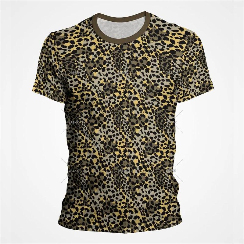 Leopard Print 3D Funny T Shirts for Men's And Women's Clothing Summer Short Sleeve T-Shirt Unisex Streetwear Oversize Tops Tees