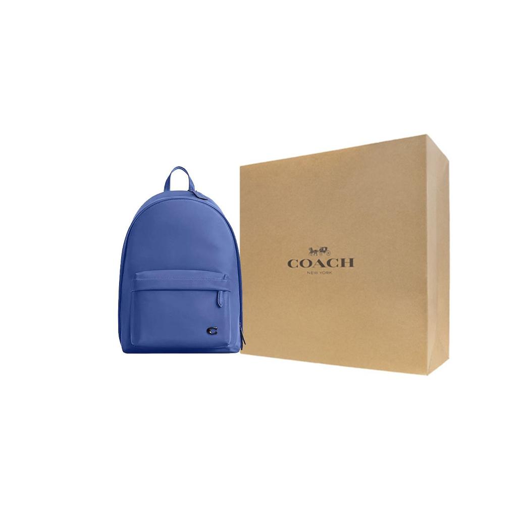 Coach Hall 29 Zipper Closure Adjustable Shoulder Strap Leather Backpack Large Men Backpack Blueberry CR757-BLB