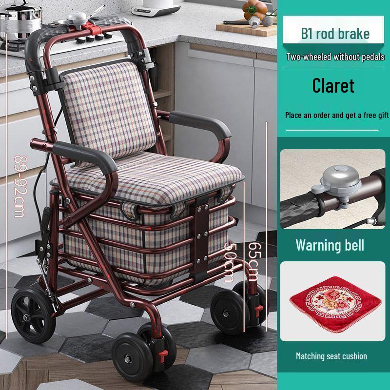 Leide Zhu Foldable Mobility Handcart: Sit & Push Shopping Trolley for Elderly