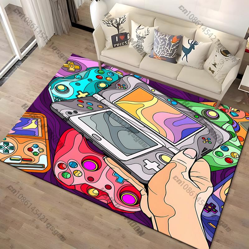 Modern Colorful Gaming Themed Carpet Non Slip Floor Mat for Living Room Kitchen Entrance Door Balcony Washable Rug Home Decor