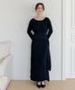 Meojiaenminggeul Iconic Pleats Maxi Belted Dress (Black)