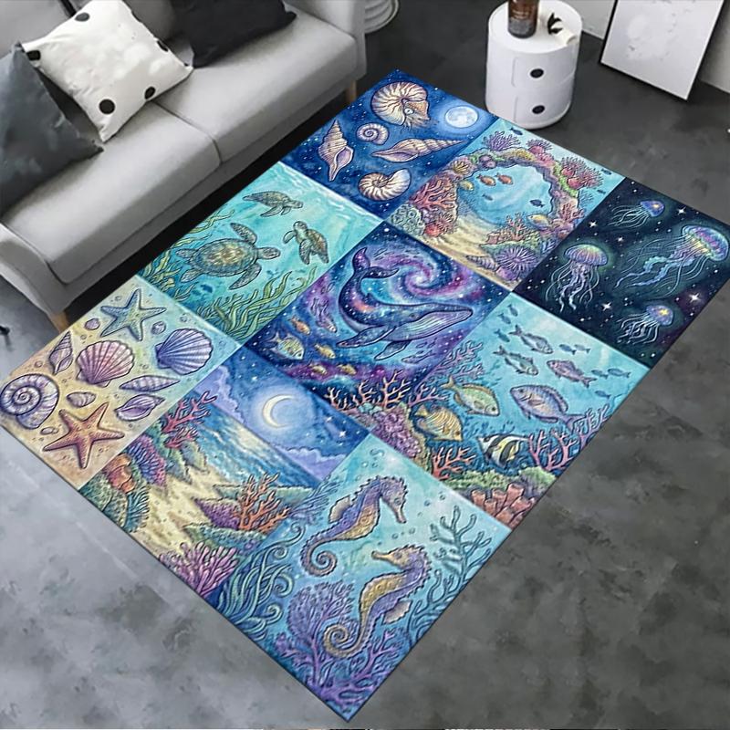 2025 New Dreamy Watercolor Ocean Carpet Rug for Living Room Bedroom Home Sofa Decoration,Kids Play Non-slip Floor Mat04