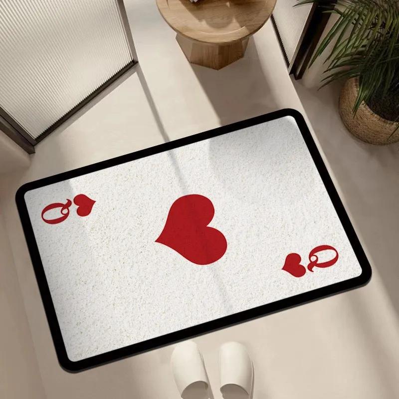 Kreatives Pokerkartendesign mit einem Glücksthema, rutschfester und wasserabsorbierender Wohn- und Schlafzimmerteppich zur Heimdekoration