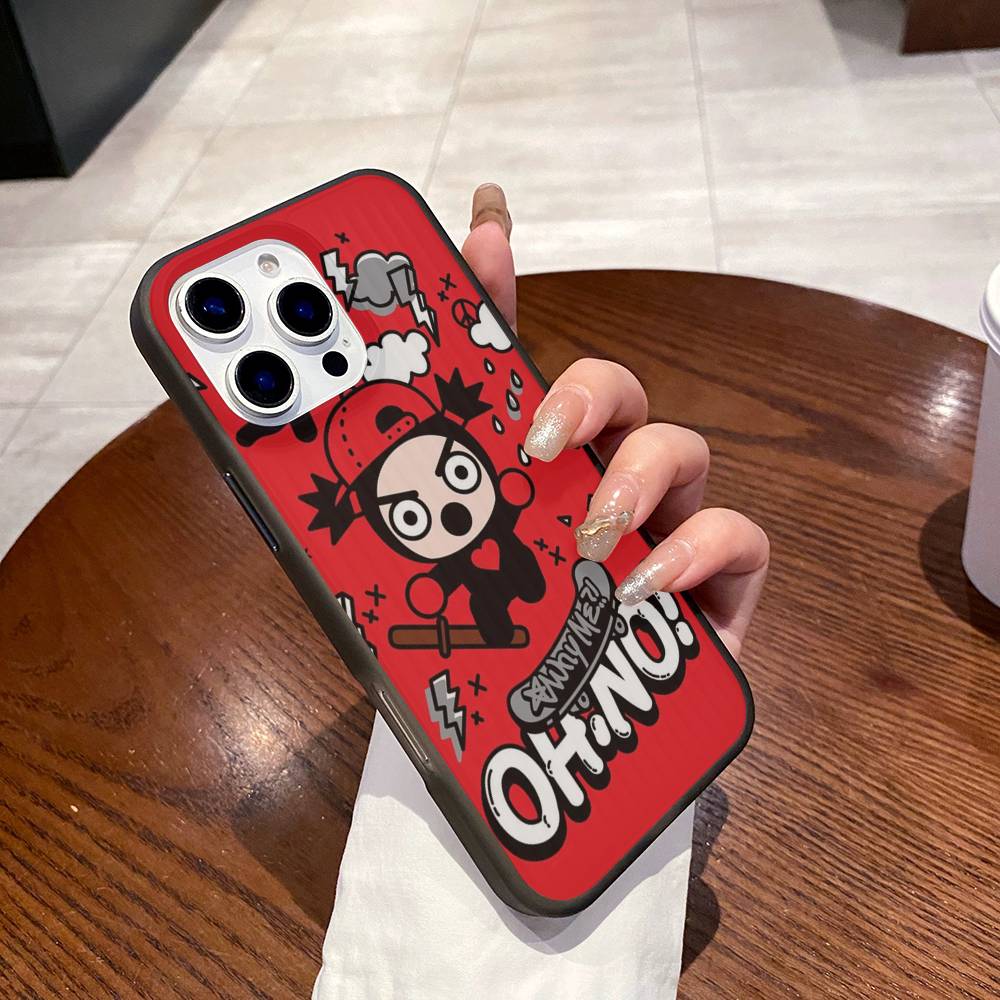 Popular Animation P-Pucca Phone Case For IPhone 17 16 15 11 12 13 14 Pro Max Soft Corrugated Silicone Cover Case