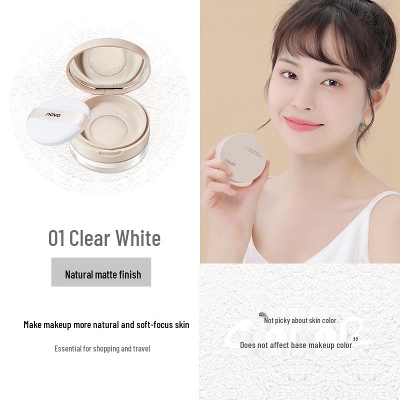 NOVO Soft Focus Micron Setting Powder: Translucent, Long-Lasting, Natural Concealing Loose Powder for Students.