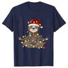 Mode Faultier T-Shirt Kurzarm Y2k Shirts für Damen Lustige Weihnachtsbeleuchtung T-Shirts Damenblusen Koreanische Freizeit-Streetwear