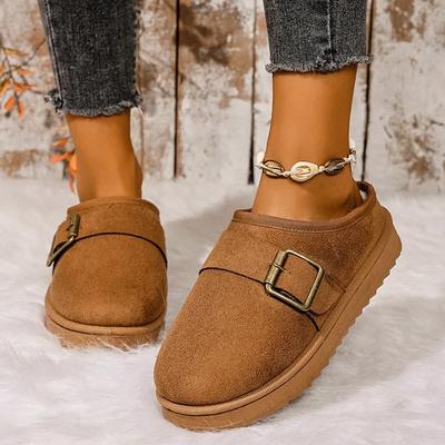 Modne damskie buty śniegowe na płaskiej podeszwie z okrągłym noskiem, duży rozmiar, wsuwane, zimowe, ciepłe, wygodne botki do kostki, codzienne ciepłe bawełniane kapcie
