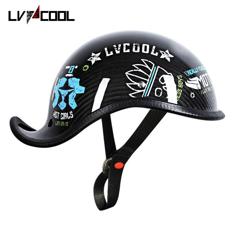 Motorcycle Carbon Fiber Helmet Male Harley Ladle Helmet Female Retro Motorcycle Half Helmet Electric Car Half Helmet Half Cover