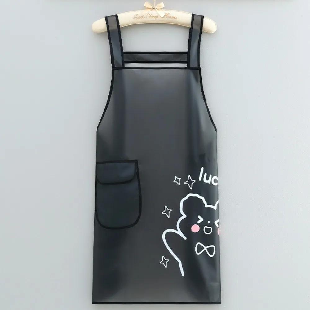 Cartoon Sleeveless Waterproof TPU Apron Dirt-Proof Transparent Oil Resistant Apron Lightweight Cleaning Aprons Kitchen Use