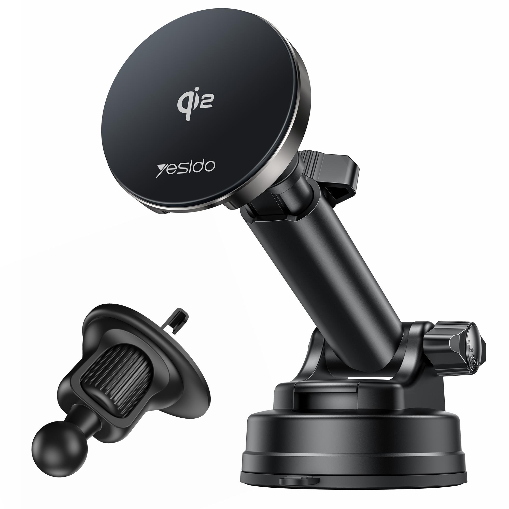 

YESIDO DS30 2 in 1 Qi 2.0 Car Wireless Charger 15W Fast Charging Magnetic Phone Holder Bracket A