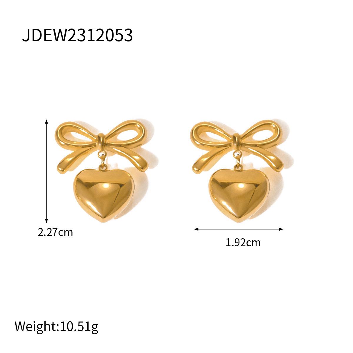 Heart Bow Titanium Steel Women s Earrings - Stainless Steel Ribbon Studs