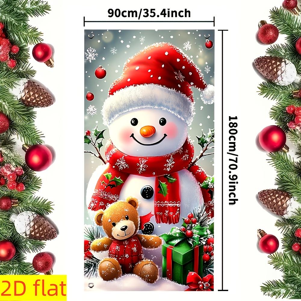 1pcs Merry Christmas Decor Door Cover Banner Cute Snowman Bear Gift Backdrop Xmas Party Indoor Outdoor Background Deco Supplies