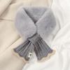 Winter Scarf Women Warm Thicken Solid Color Faux Rabbit Fur Plush Cross Collar Shawl Elegant Warm Soft Comfortable Scarf