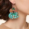 Fashionable Autumn Harvest Jewelry 1 Pair Fall Pumpkin Earrings, Acrylic Leopard Print Dangle Decorative Earrings Drop Statement Thanksgiving