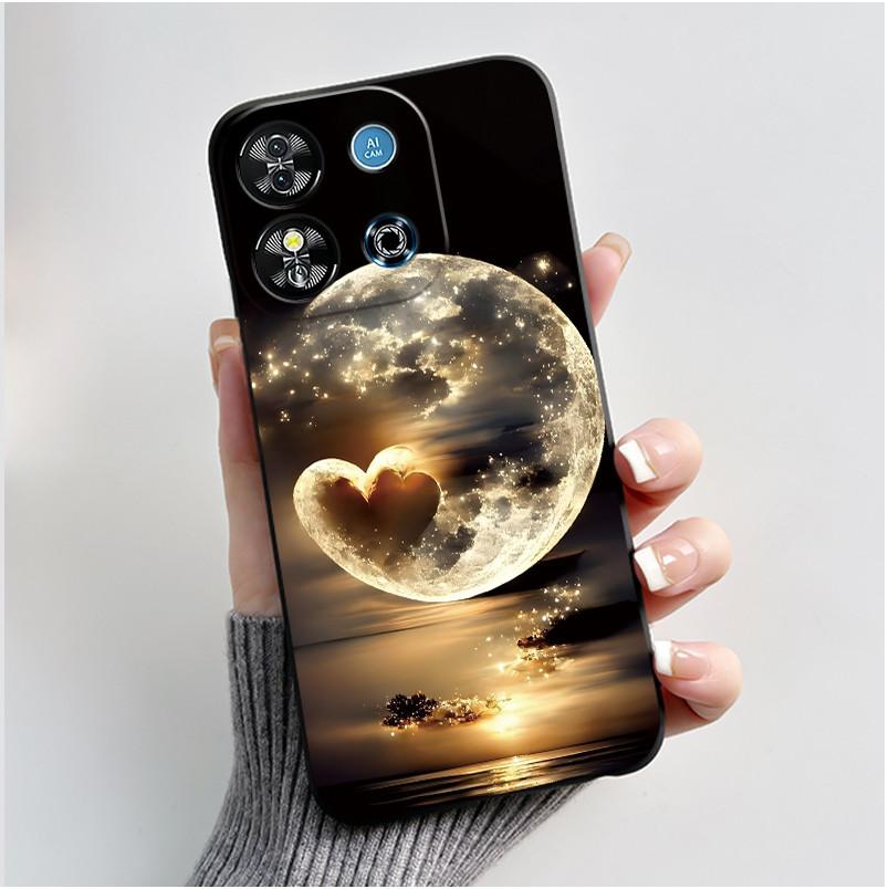For Oukitel C57S C57 Pro Plus Ultra Case BLU J12 Back Cover Cute Love Heart Rabbit Black TPU Soft Silicone Protective Phone Case