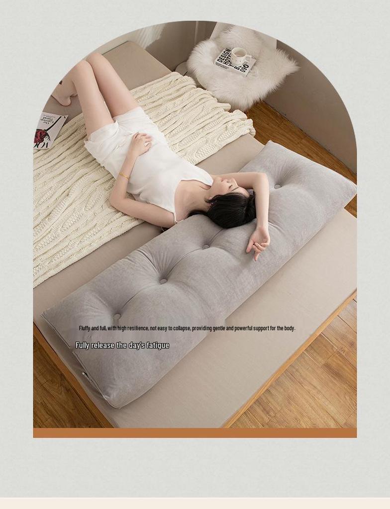 Chenille Headboard Cushion, Double Lumbar Support Pillow, Removable & Washable Backrest