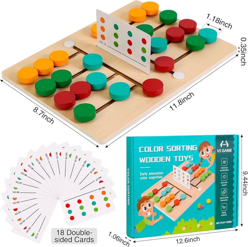 Farbzuordnungsspiel für Kinder Montessori Schiebpuzzle Gedächtnisspiel Denkspiel Reisespielzeug für Jungen & Mädchen