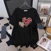 Plus Size Round Neck Loose Fit Mid-Length Short Sleeve T-Shirt for Women (200-350 Jin)
