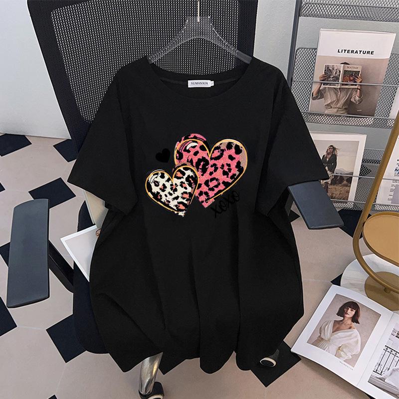 

Women s Plus Size Mid-Length Short-Sleeve Slimming T-Shirt: Round Neck, Loose Fit, Available in Sizes 200/300/350 Jin. 5XL чорний