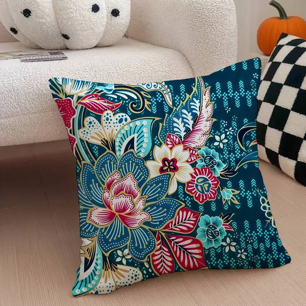 Batik Pillow Case Anti-dustmite Pillowcase Invisible zipper silky short plush Sofa cushion cover
