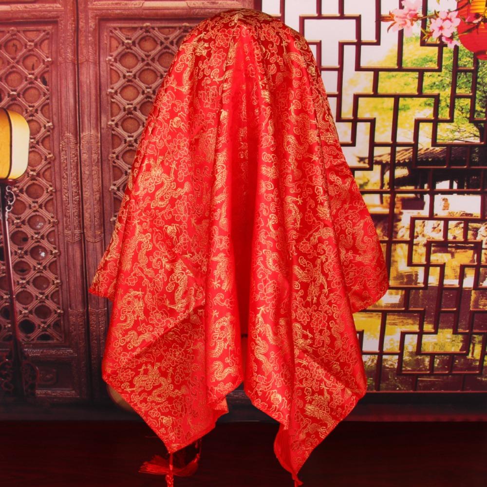 

Traditional Wedding Bridal Veil Luxury Phoenix Head Covers Retro Red Bridal Veil Headdress Style 3