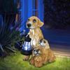 Solar Dog Garden Statue Puppy Figurines Solar Garden Statues Light 19cm/7.4inch Garden Sculpture Outdoor Solar Statues for Patio