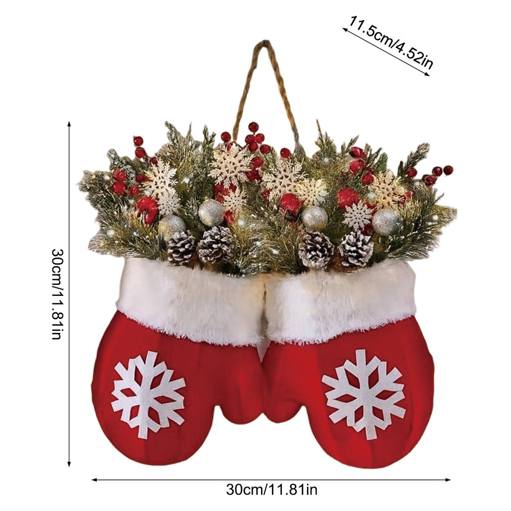 Creative Christmas Gloves Wreath Add to The Christmas Atmosphere Ornaments for Holiday Home Wall and Stair Door