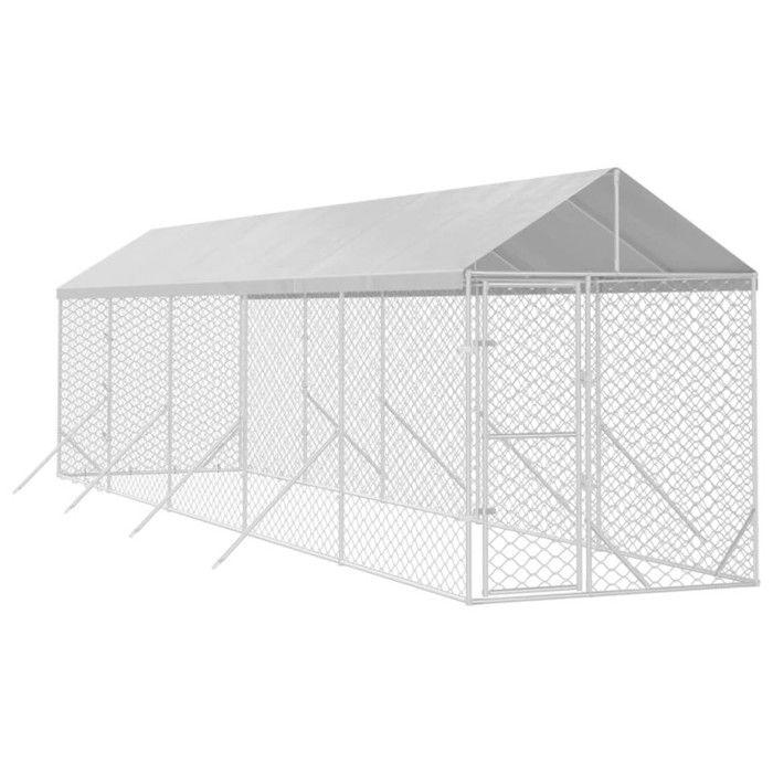 VidaXL Outdoor Dog Kennel with Silver Roof 2x10x2.5 M 3190484