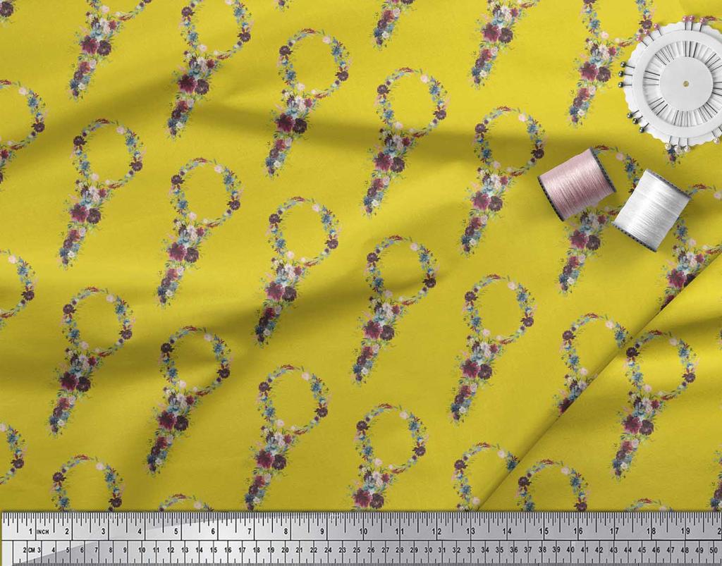 Soimoi Zelená poly krepová látka Věnec Květinový potisk Látka na metr 42 palců