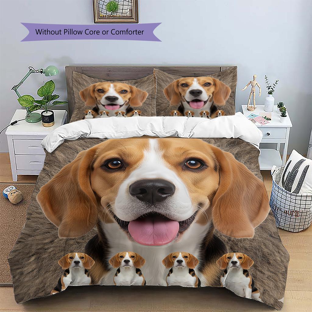 Beagle Border Collie Pattern Bedding Quilt Set Quilt Cover Pillowcase Home Decoration Gift (1 * duvet cover + 2 * pillowcase, without core)