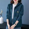 Women's Autumn Hooded Thickened Knit Cardigan - Loose-Fit Elegant Outerwear Sweater Jacket