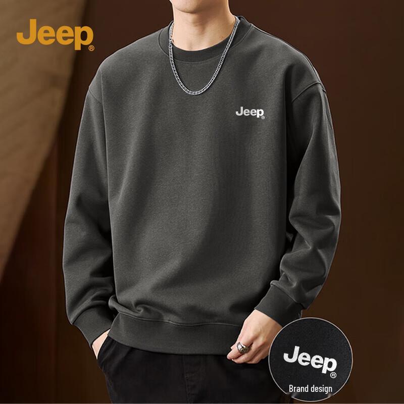 JEEP Men s Heavyweight Fleece-Lined Round Neck Sweatshirt XL