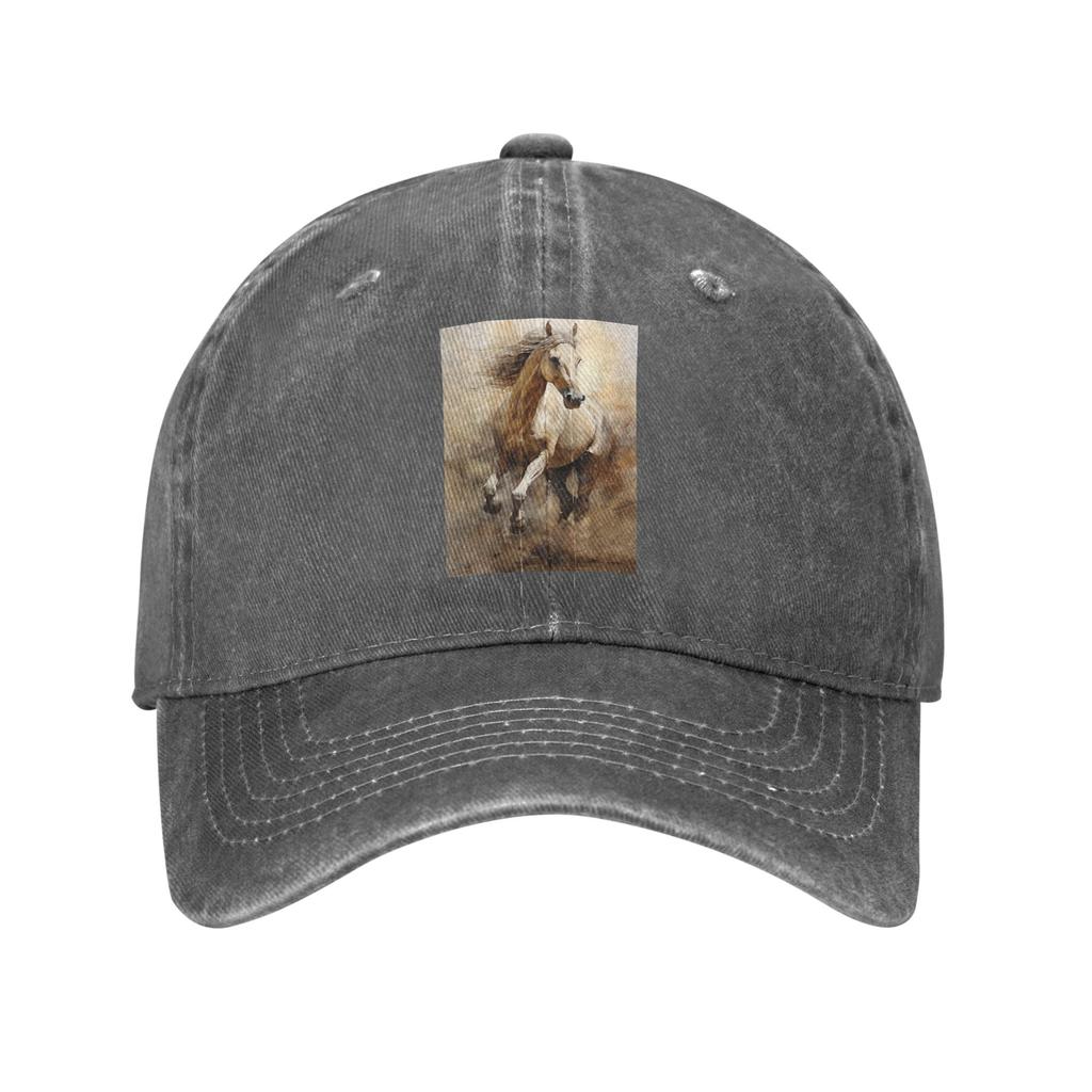 Horse Galloping In The Desert Illustration Denim Cap Casual Baseball Caps Adjustable Hat Summer Unisex Baseball Hats