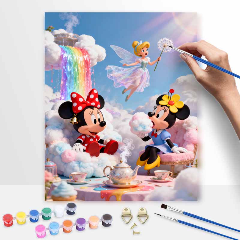 Disney Painting By Numbers Kit Fairy Rainbow Tea Party Hand Painting Home Decor
