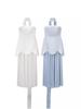 Pearl Embellished Mesh Patchwork Bandeau Dress with Flowy Shawl - Summer 2026 Light Luxury Evening Gown