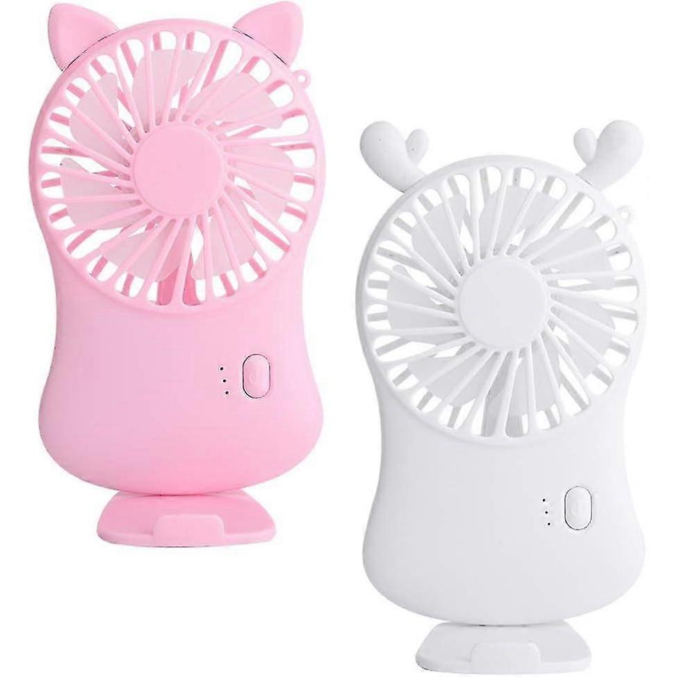 2 Pieces Portable Fan, Mini Table Fan, Quiet Portable Fan 3 Speed Adjustable Usb Handheld Handle For Outdoor Camping Office Room
