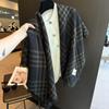 Women's New Winter Wool Scarf British Style Twill Plaid Shawl Versatile Warm Scarf