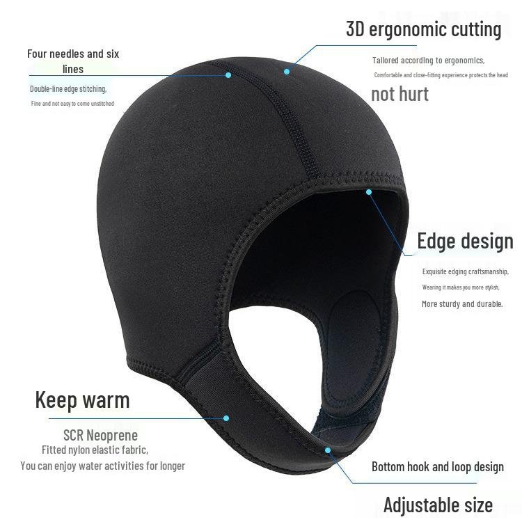 Spot 2MM Quick-Dry Swim Cap: Soft, Warm Nylon Hood for Swimming, Surfing, and Diving with Sunscreen Protection