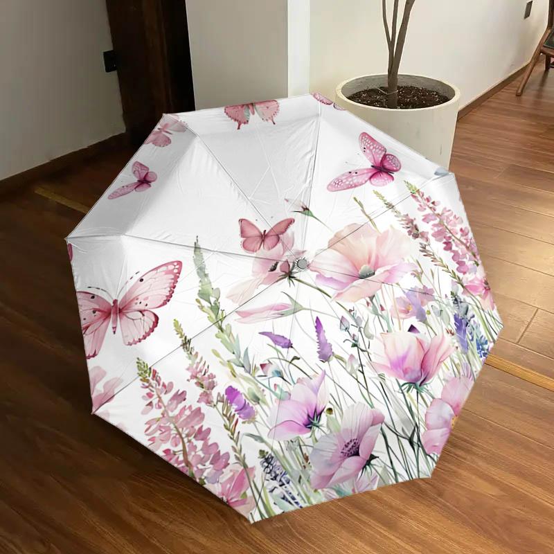 Floral Fantasy Automatic Folding Umbrella: A Delicate Blend of Nature s Beauty with Convenience for Outdoor Enthusiasts!1125059a