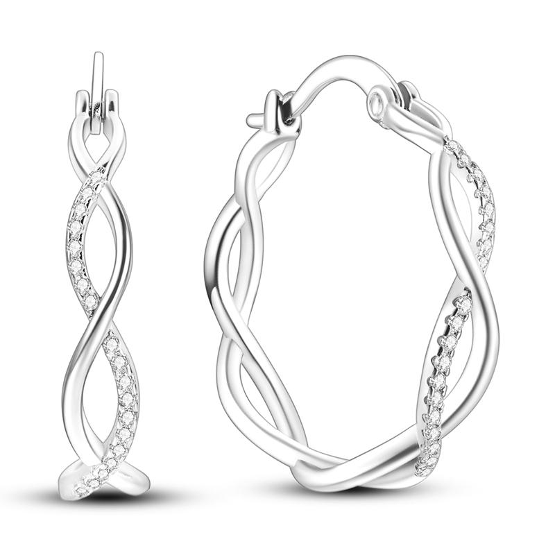 Original 925 Silver Earrings Sparkling Minimalist Heart Hoop Earrings For Women Female Party Fine Earring Jewelry Gifts