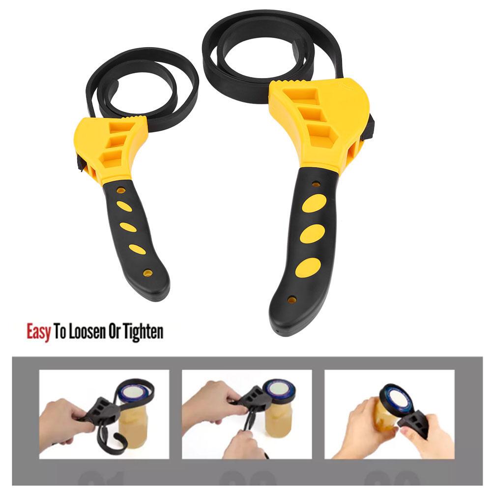 2pcs Multi Functional Rubber Strap Oil Filter Wrench Adjustable Spanner Bottle Opener Tool