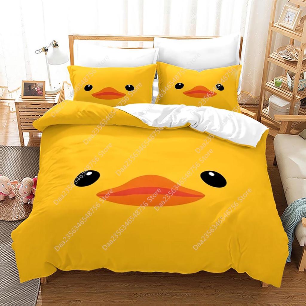 Comforter New Yellow Duck Bedding Set Single Twin Full Queen King Size Little Duck Bed Set Aldult Kid Bedroom Duvet Sets 3D Print 015