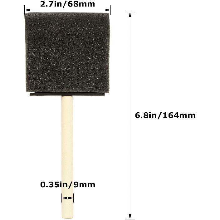 Foam Paint Brushes, 50 PCS Sponge Paint Brush for Painting, Staining, 3 inch Foam Sponge Wood Handle Paint Brush Set