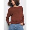 Spring New Women's Clothing Linen Blended Minimalist round Neck Long Sleeves Base Knitwear Tops 2893030