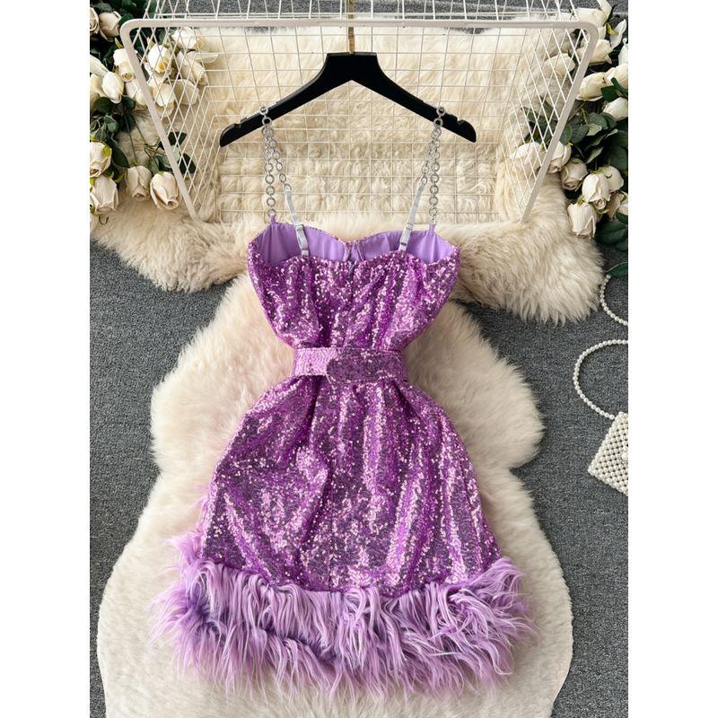 Tube Top Sequin Dress Dress Silm Chain Strap