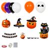 Halloween Party Decoration Set – Orange & Black Balloons, Face Banners, Witch Hat Elements For Holiday Setup