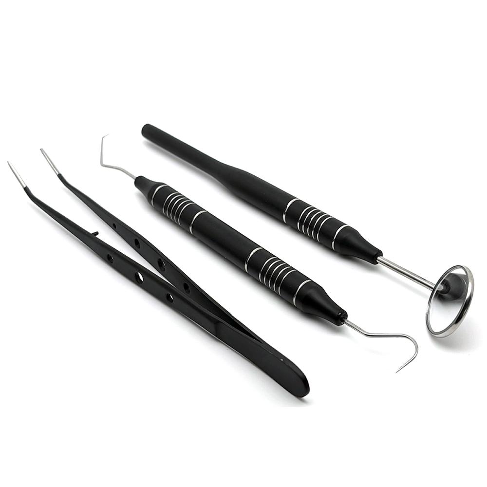 3pcs/Set Dental Mouth Mirror Tweezers Curve Probe Kit Dental Stainless Steel Instrument For Dentistry Oral cleaning Tools