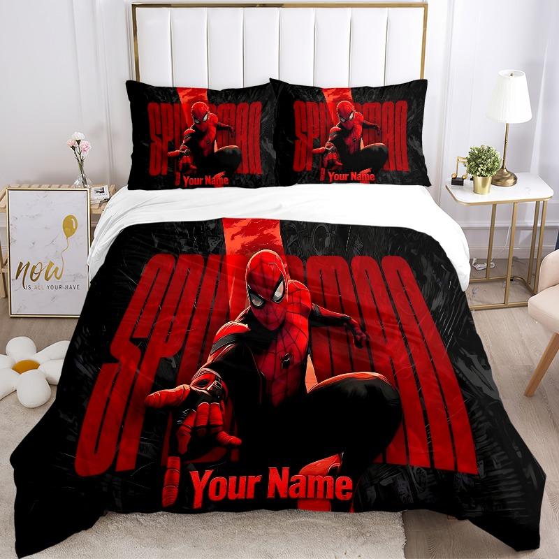 Custom 3pcs Spiderman Action Bedding Sets For All Sizes New 231D Printed Bed Cover Comforter Duvet Cover Pillowcase Bedroom Decoration