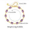 Gold Plated Amethyst Color Rectangle CZ Link Bracelet With Extension Chain